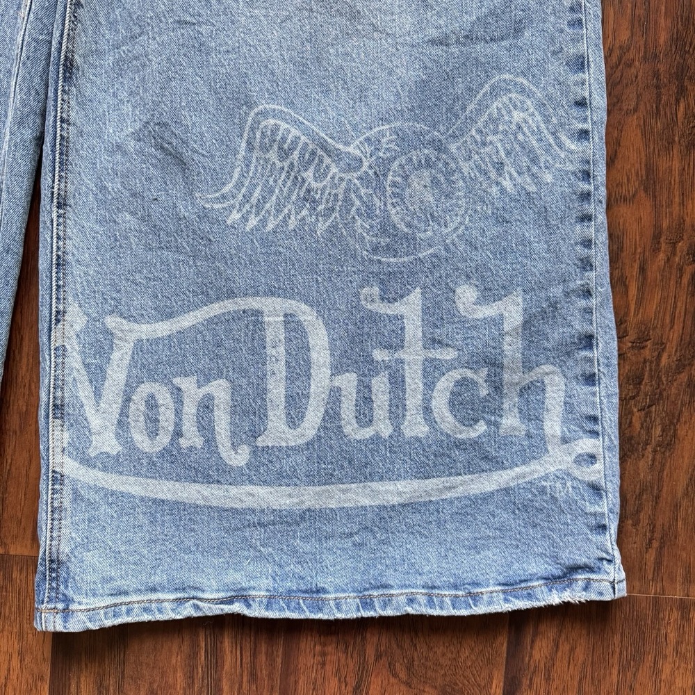 Von Dutch Super Wide Leg Jeans Y2K Baggy Women’s 31 -Fits 36” Waist Embroidered - Picture 7 of 16